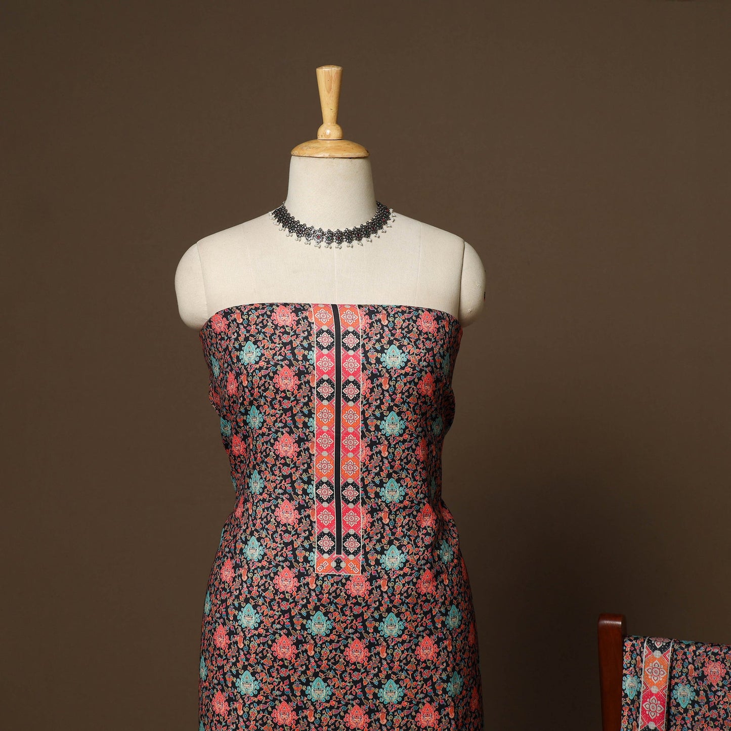 Black - 3pc digital merino wool unstitched dress material