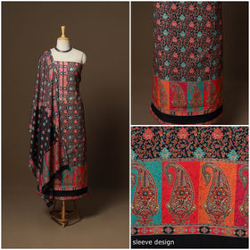 Black - 3pc digital merino wool unstitched dress material