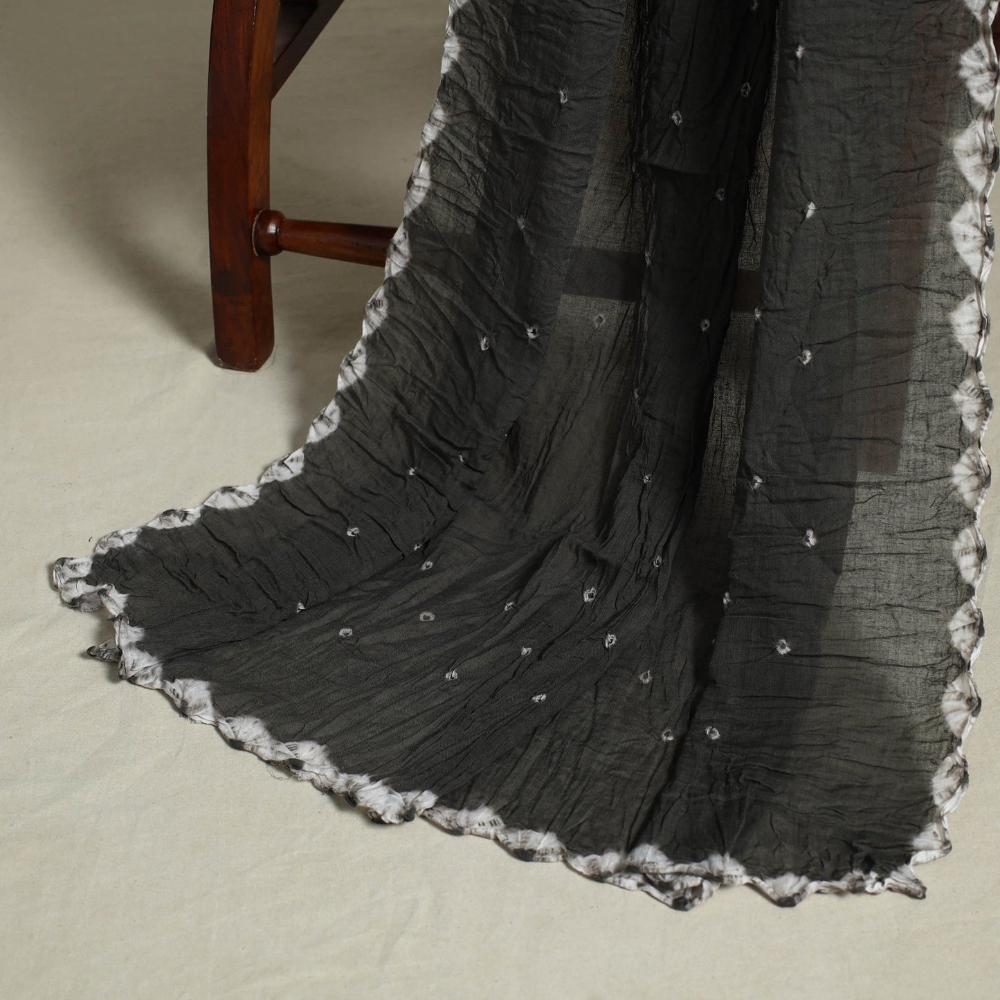 Black 3pc Embroidered Unstitched Kutch Bandhani Dress Material