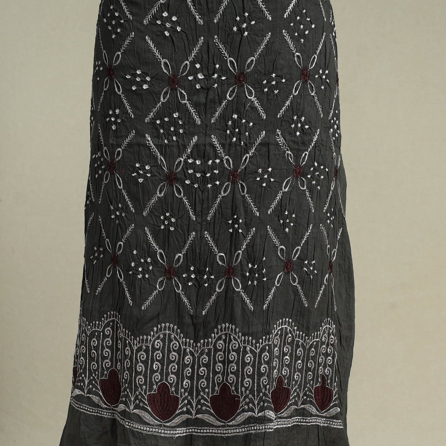 Black 3pc Embroidered Unstitched Kutch Bandhani Dress Material