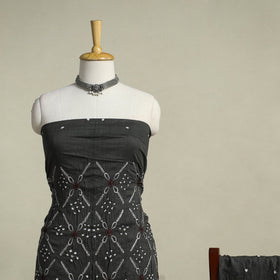 Black 3pc Embroidered Unstitched Kutch Bandhani Dress Material