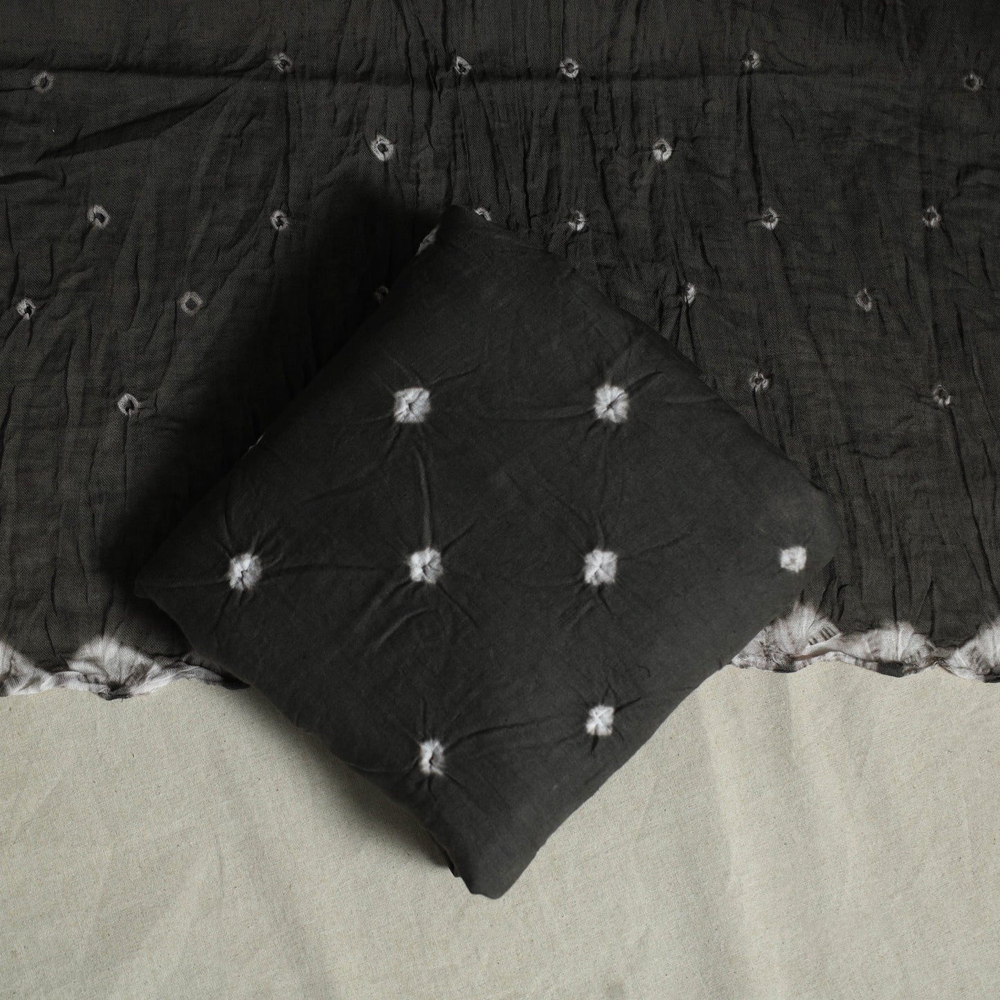 Black 3pc Embroidered Unstitched Kutch Bandhani Dress Material