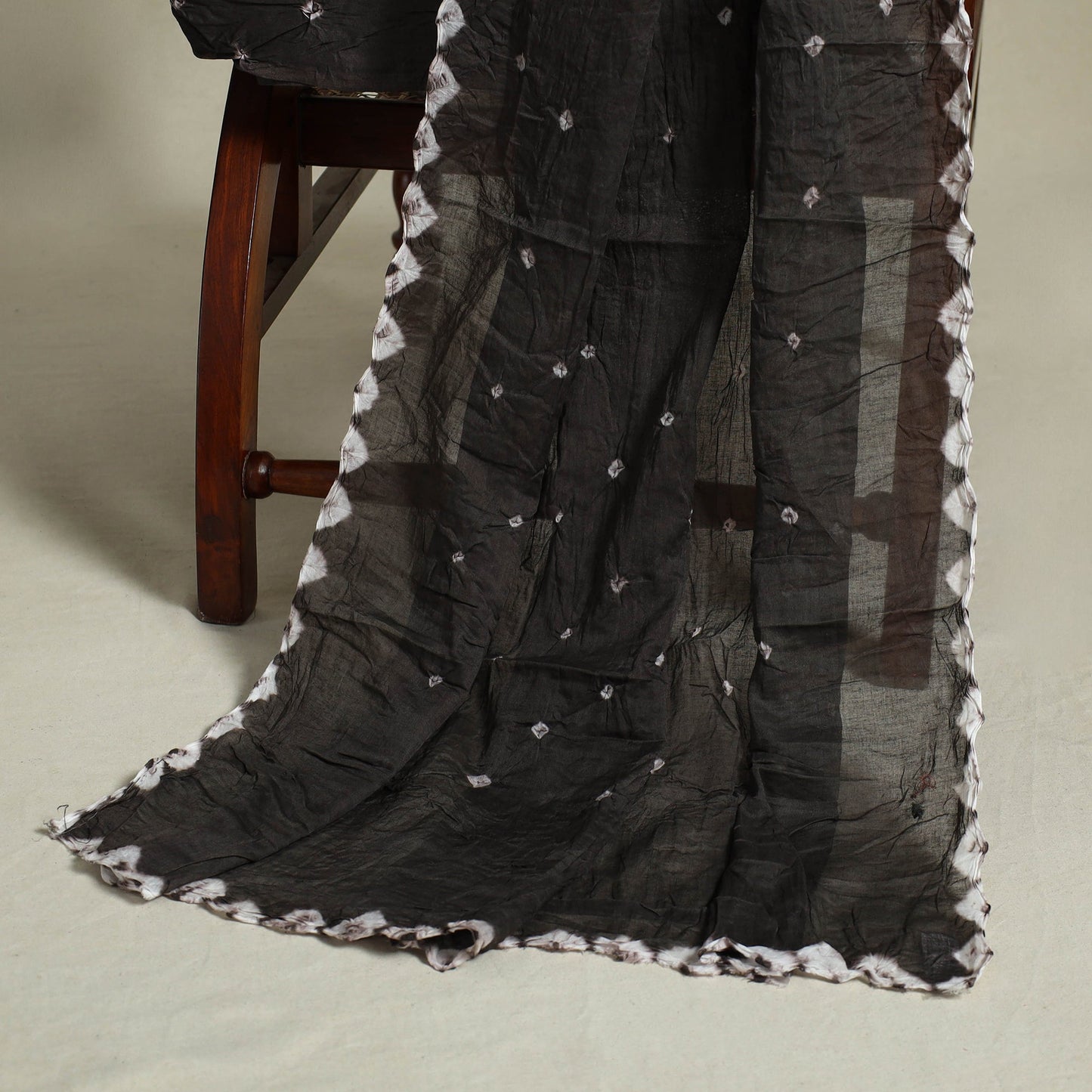 Black 3pc Embroidered Unstitched Kutch Bandhani Dress Material