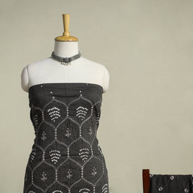 Black 3pc Embroidered Unstitched Kutch Bandhani Dress Material