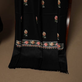 Black - 3pc hand embroidered work merino wool unstitched