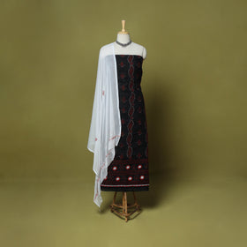 Black - 3pc hand embroidery cotton lucknow chikankari dress