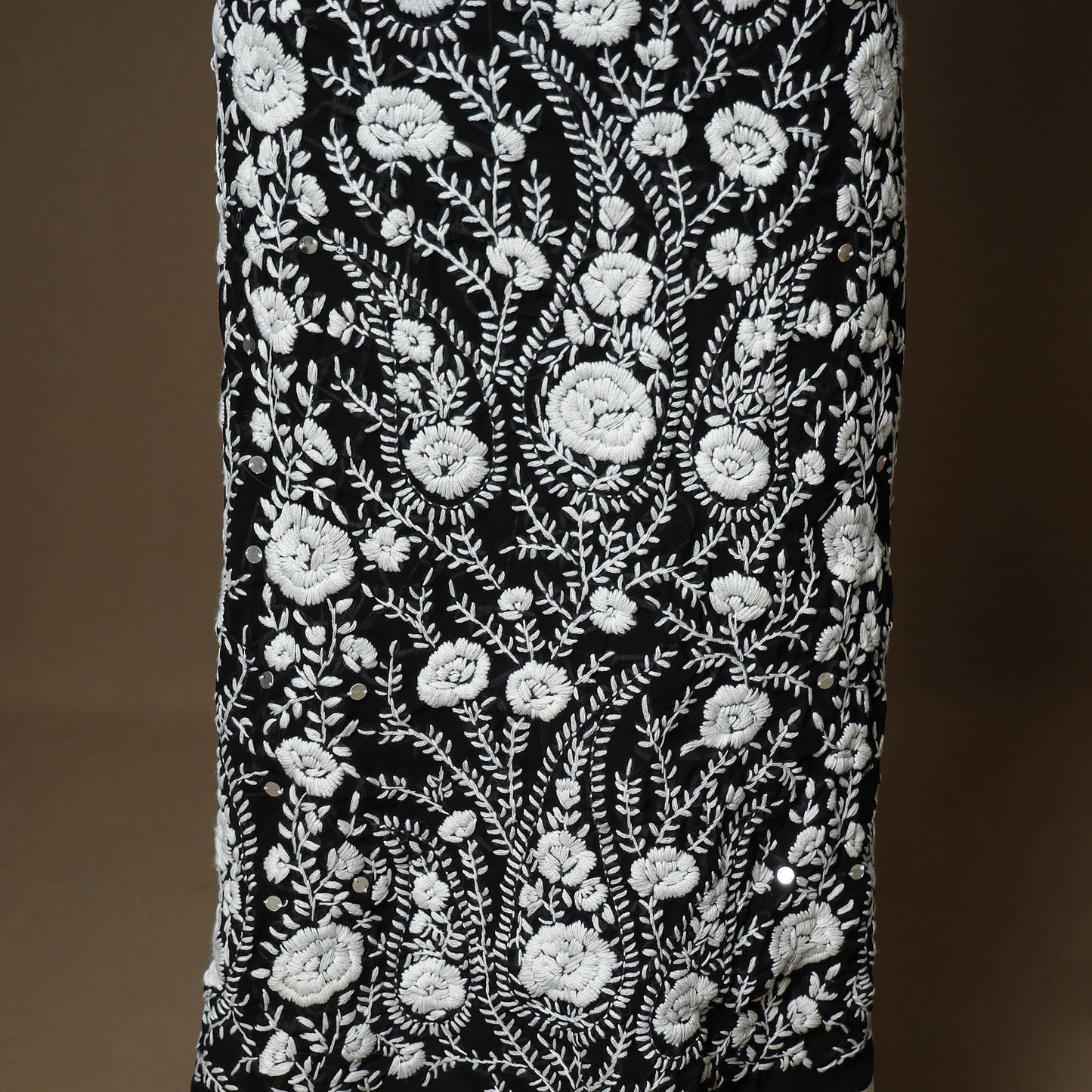 Black - 3pc hand embroidery georgette unstitched phulkari