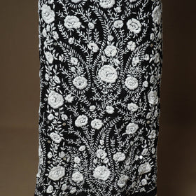 Black - 3pc hand embroidery georgette unstitched phulkari