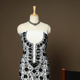 Black - 3pc hand embroidery georgette unstitched phulkari