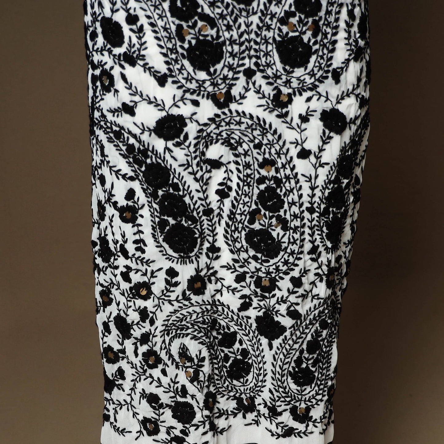 Black - 3pc hand embroidery georgette unstitched phulkari