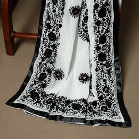 Black - 3pc hand embroidery georgette unstitched phulkari