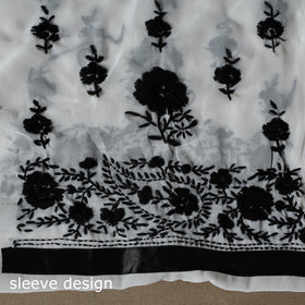 Black - 3pc hand embroidery georgette unstitched phulkari