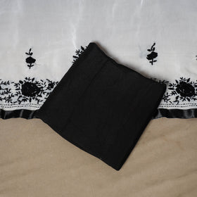 Black - 3pc hand embroidery georgette unstitched phulkari