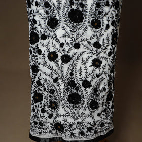 Black - 3pc hand embroidery georgette unstitched phulkari