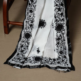 Black - 3pc hand embroidery georgette unstitched phulkari