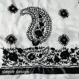 Black - 3pc hand embroidery georgette unstitched phulkari