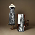 Black - 3pc hand embroidery georgette unstitched phulkari