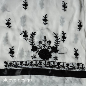 Black - 3pc hand embroidery georgette unstitched phulkari