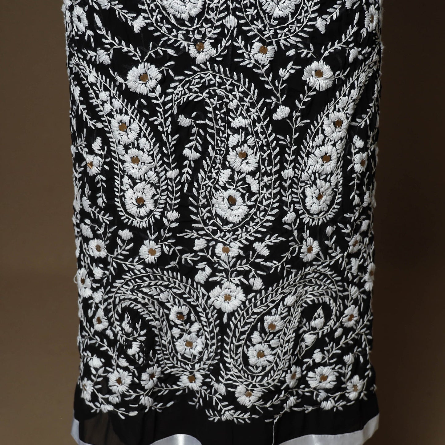 Black - 3pc hand embroidery georgette unstitched phulkari