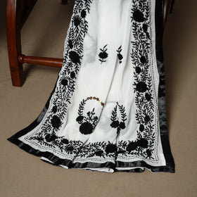 Black - 3pc hand embroidery georgette unstitched phulkari