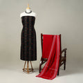 Black 3pc Handloom Cotton Sambalpuri Ikat Dress Material