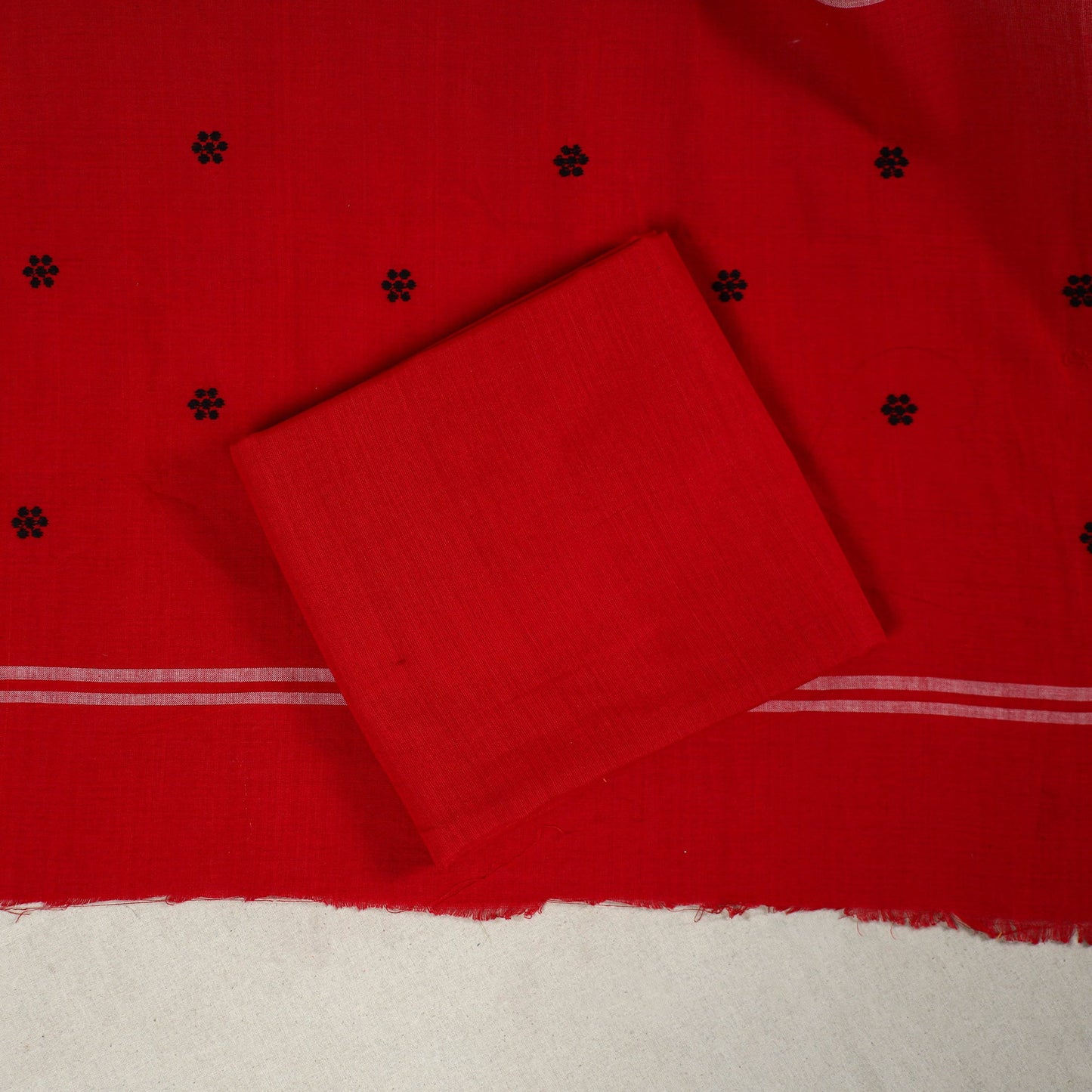 Black 3pc Handloom Cotton Sambalpuri Ikat Dress Material