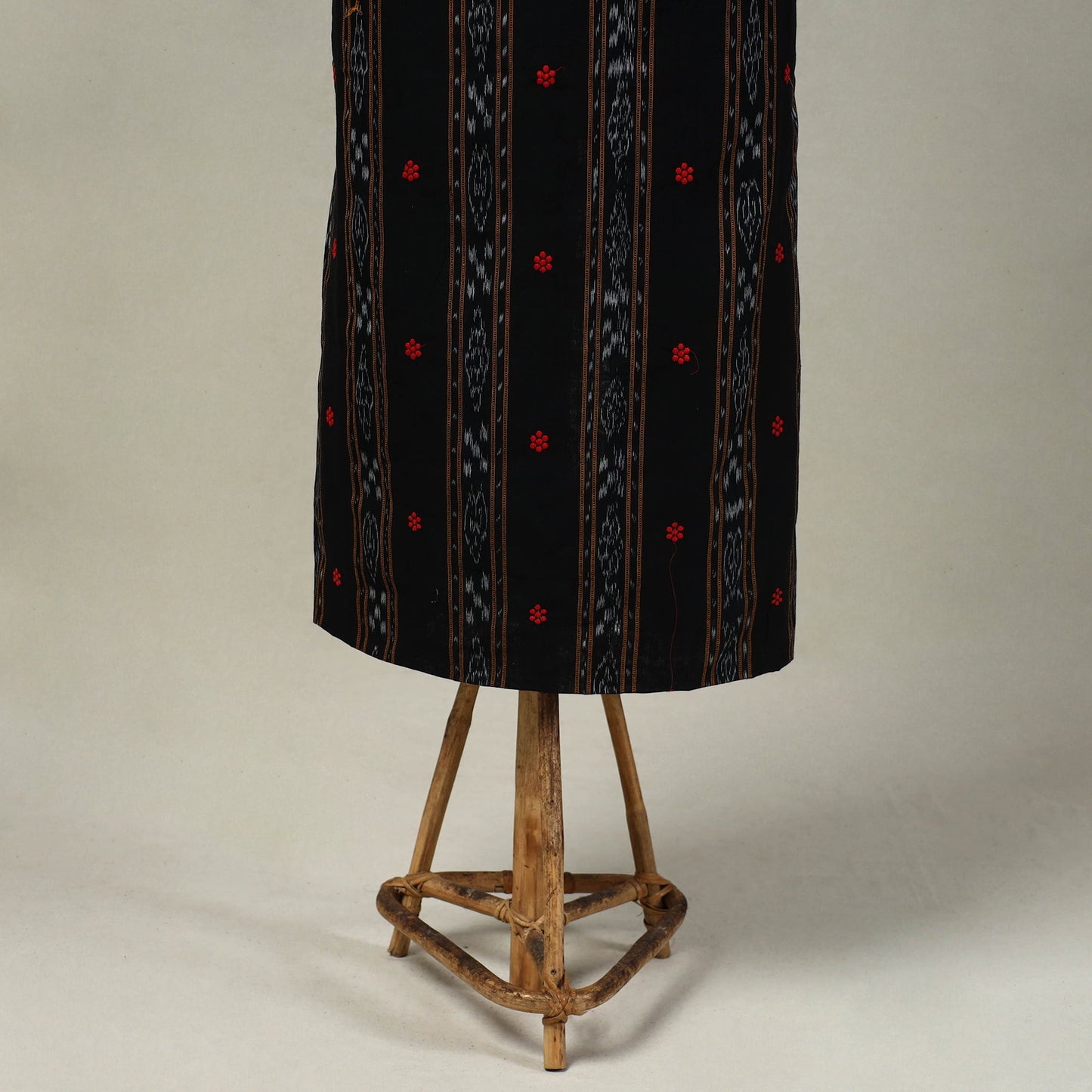 Black 3pc Handloom Cotton Sambalpuri Ikat Dress Material
