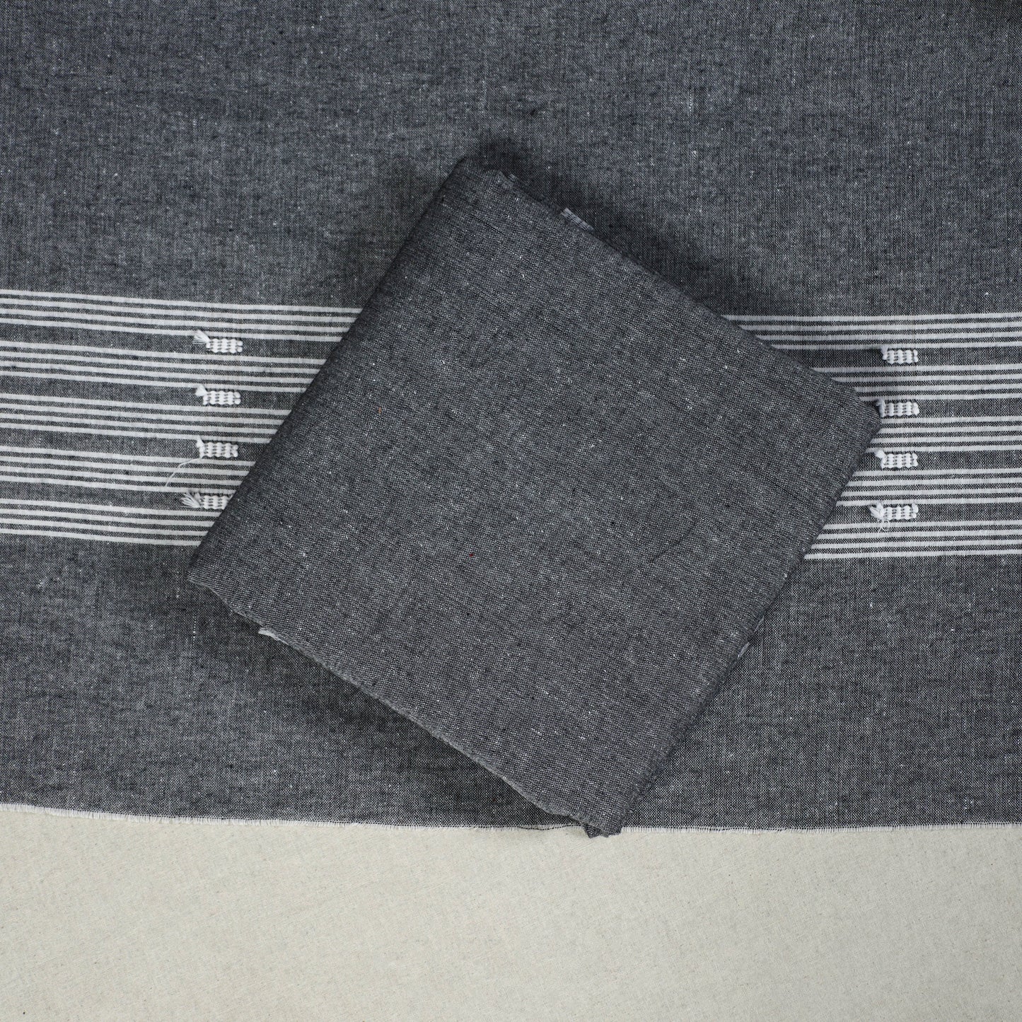 Black 3pc Handloom Cotton Sambalpuri Ikat Dress Material