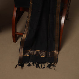 Black - 3pc handloom cotton unstitched mangalagiri dress