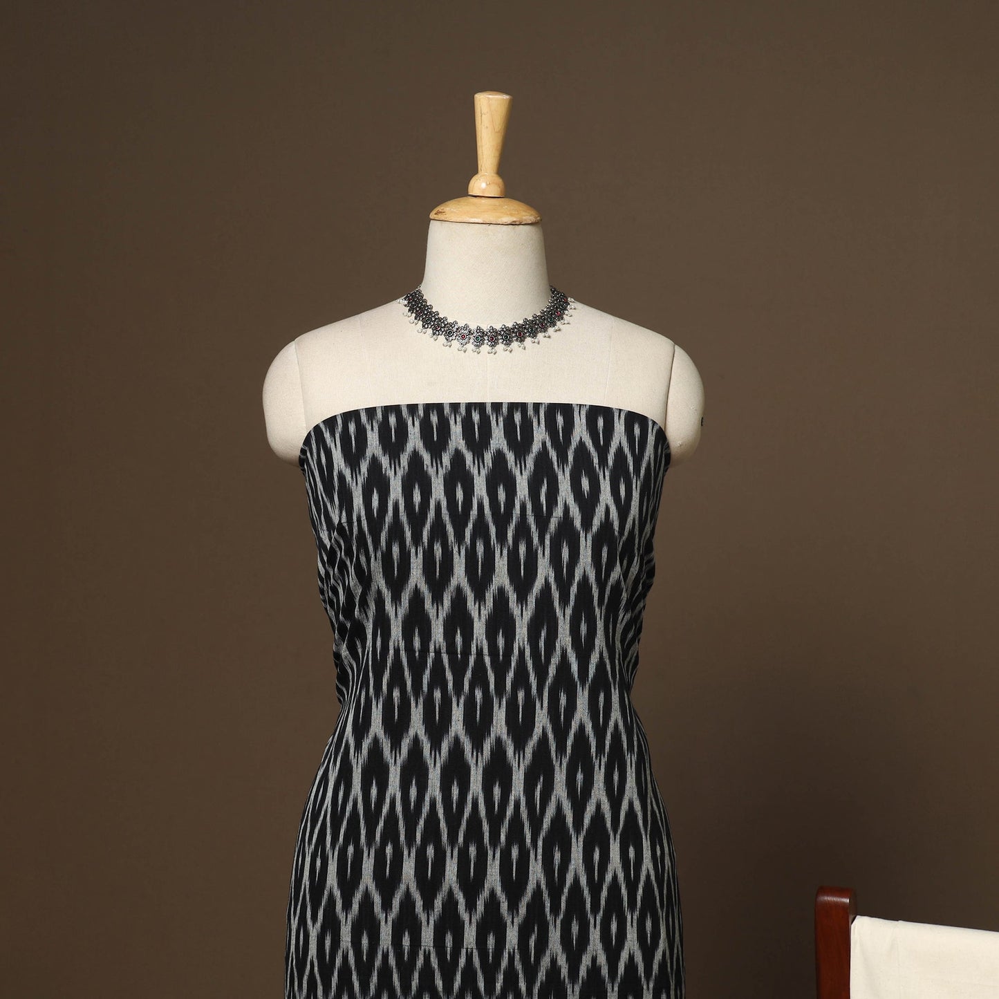 Black - 3pc handloom cotton unstitched pochampally ikat