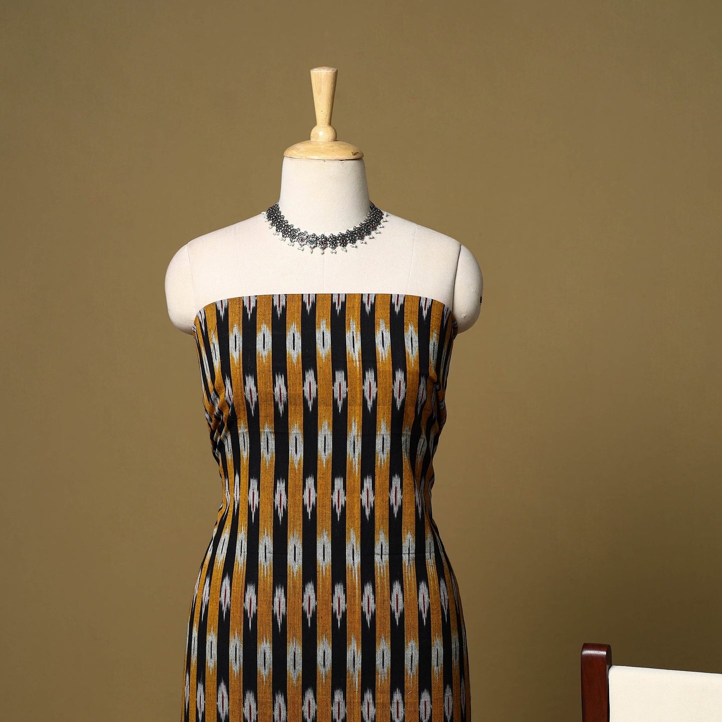 Black - 3pc handloom cotton unstitched pochampally ikat