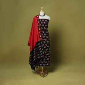 Black - 3pc handloom cotton unstitched pochampally ikat