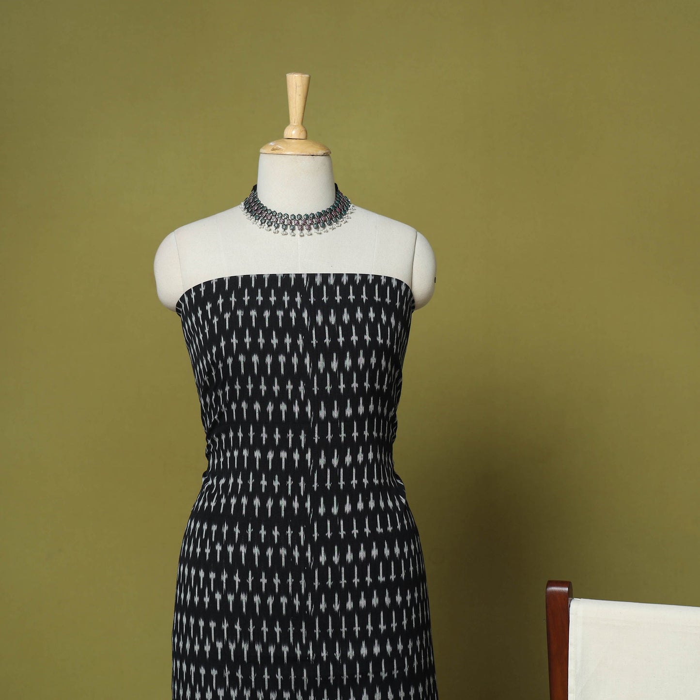 Black - 3pc handloom cotton unstitched pochampally ikat