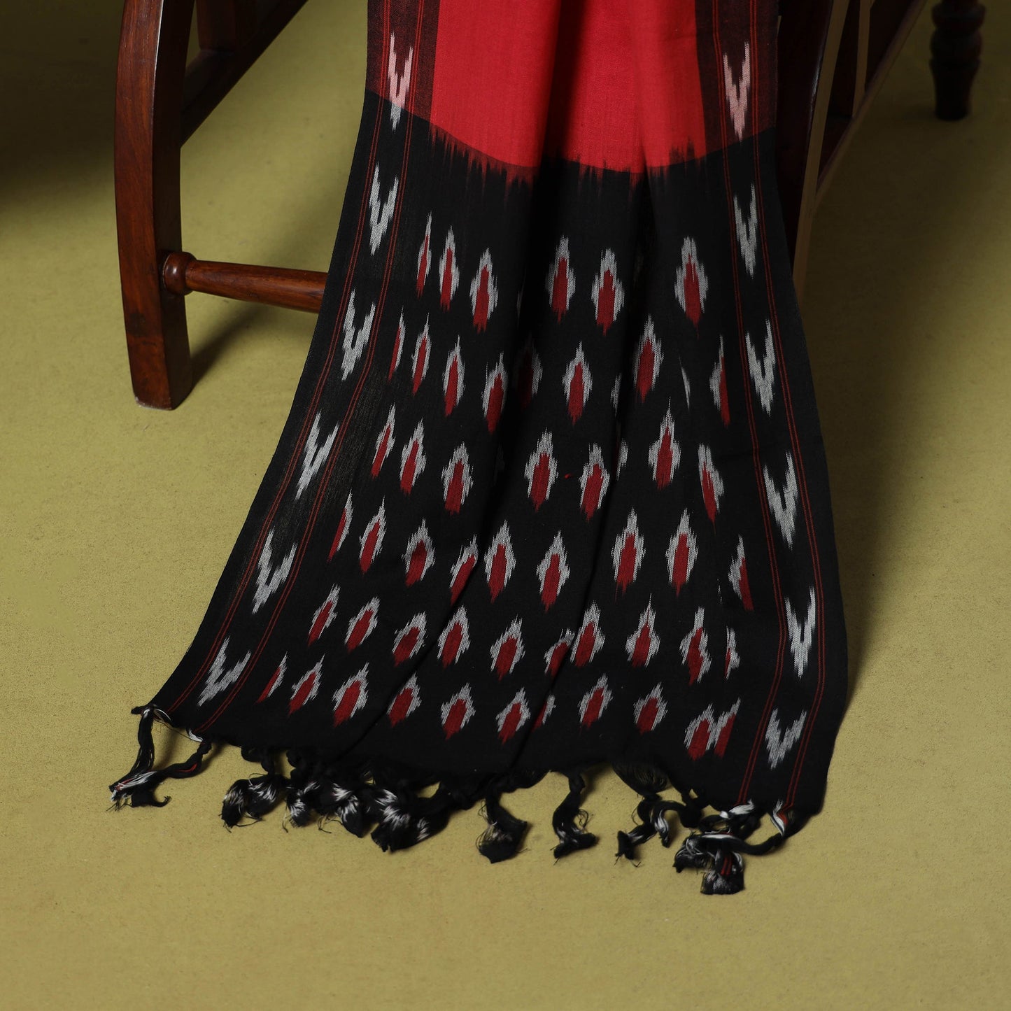 Black - 3pc handloom cotton unstitched pochampally ikat