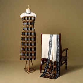 Black - 3pc handloom cotton unstitched pochampally ikat