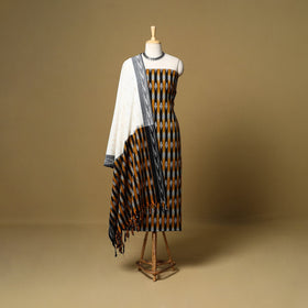 Black - 3pc handloom cotton unstitched pochampally ikat