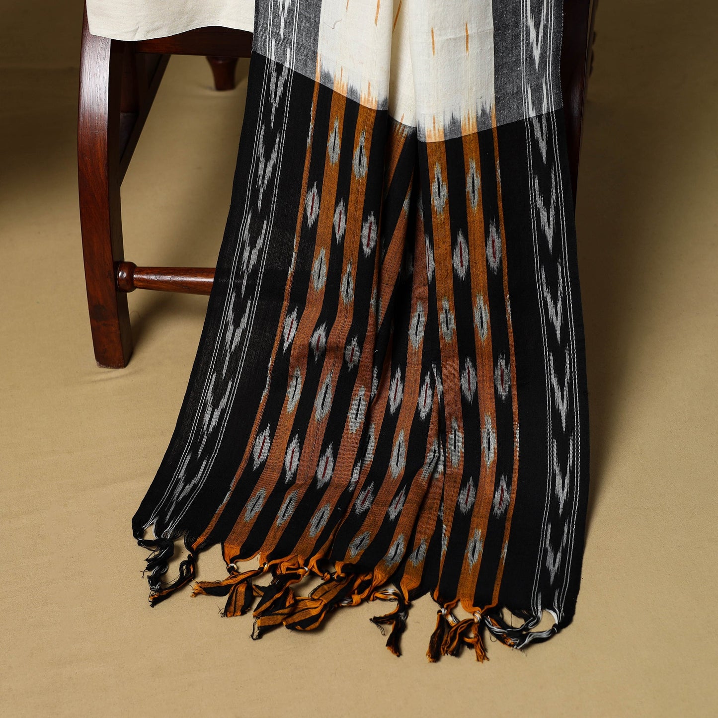 Black - 3pc handloom cotton unstitched pochampally ikat