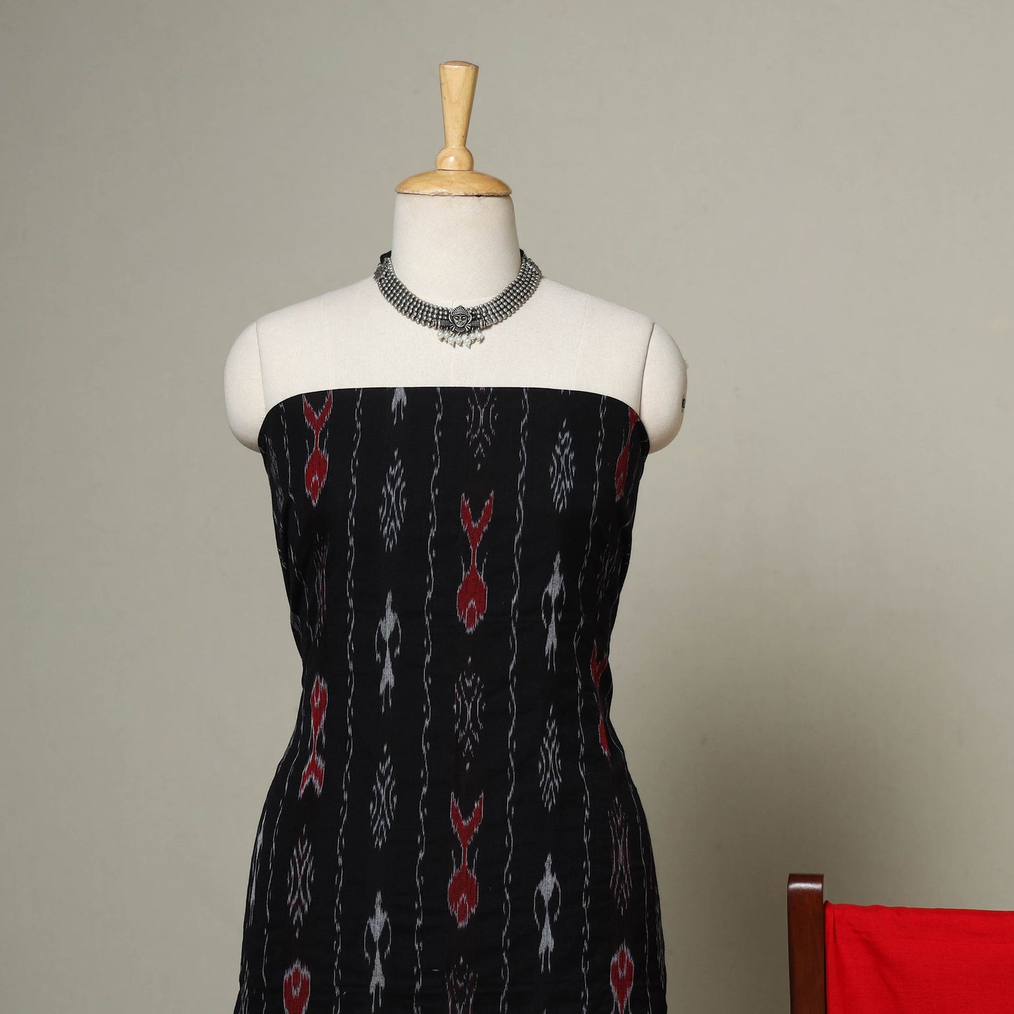 Black - 3pc handloom cotton unstitched sambalpuri dress