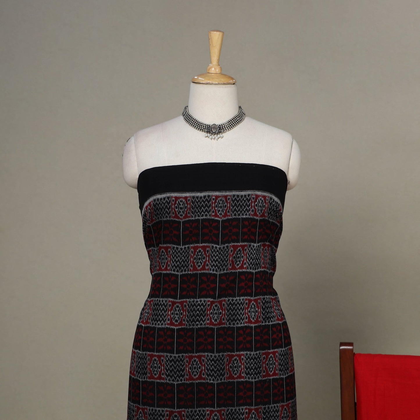 Black - 3pc handloom cotton unstitched sambalpuri dress