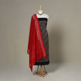 Black - 3pc handloom cotton unstitched sambalpuri dress