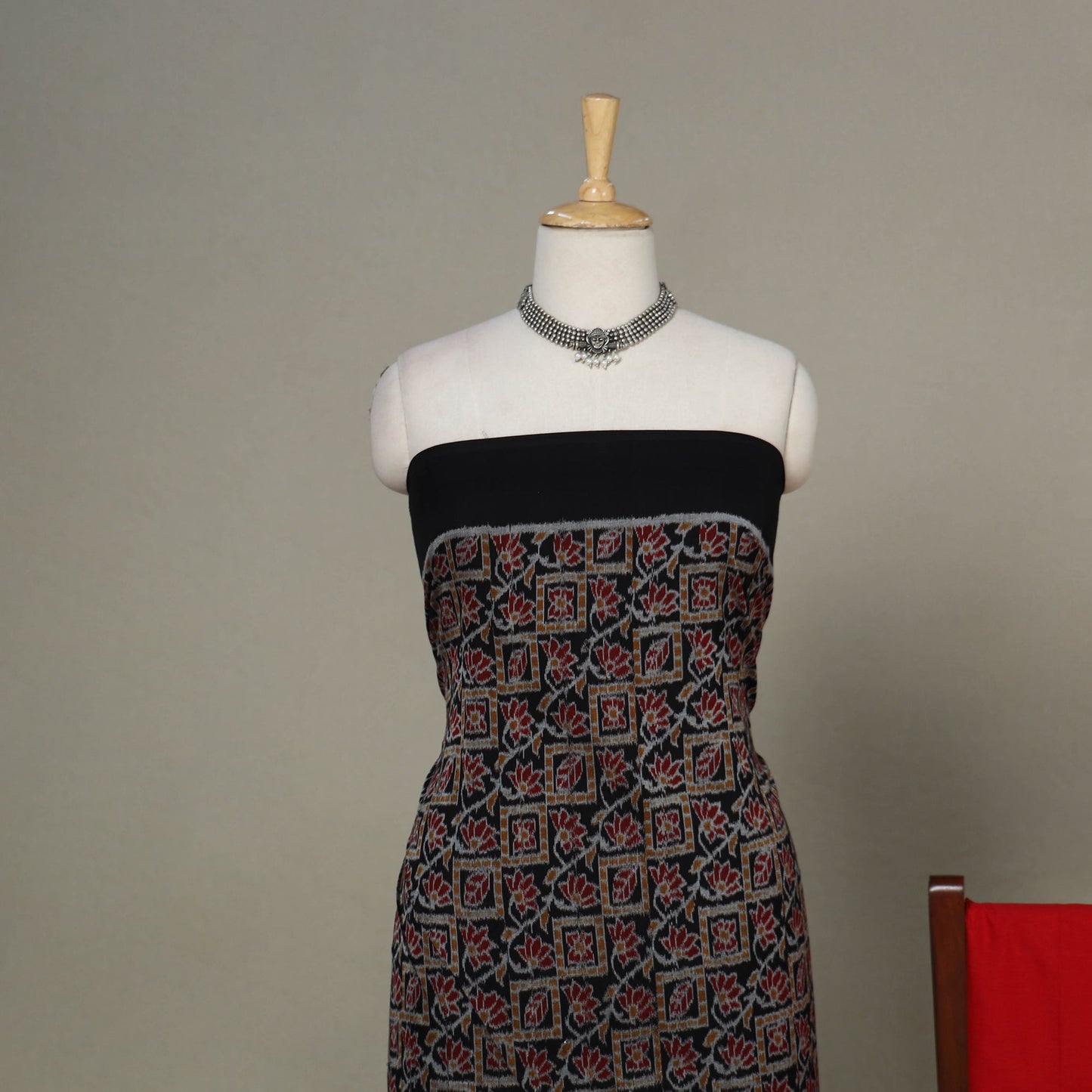 Black - 3pc handloom cotton unstitched sambalpuri dress