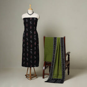 Black - 3pc handloom cotton unstitched sambalpuri dress