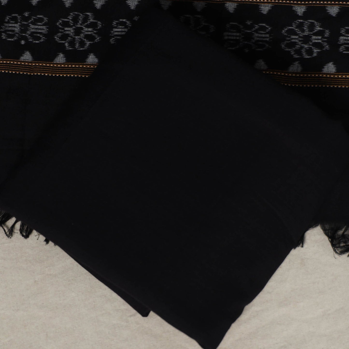 Black - 3pc handloom cotton unstitched sambalpuri dress