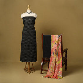 Black - 3pc handloom mulberry unstitched suit material set