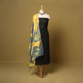 Black - 3pc handloom mulberry unstitched suit material set