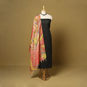 Black - 3pc handloom mulberry unstitched suit material set