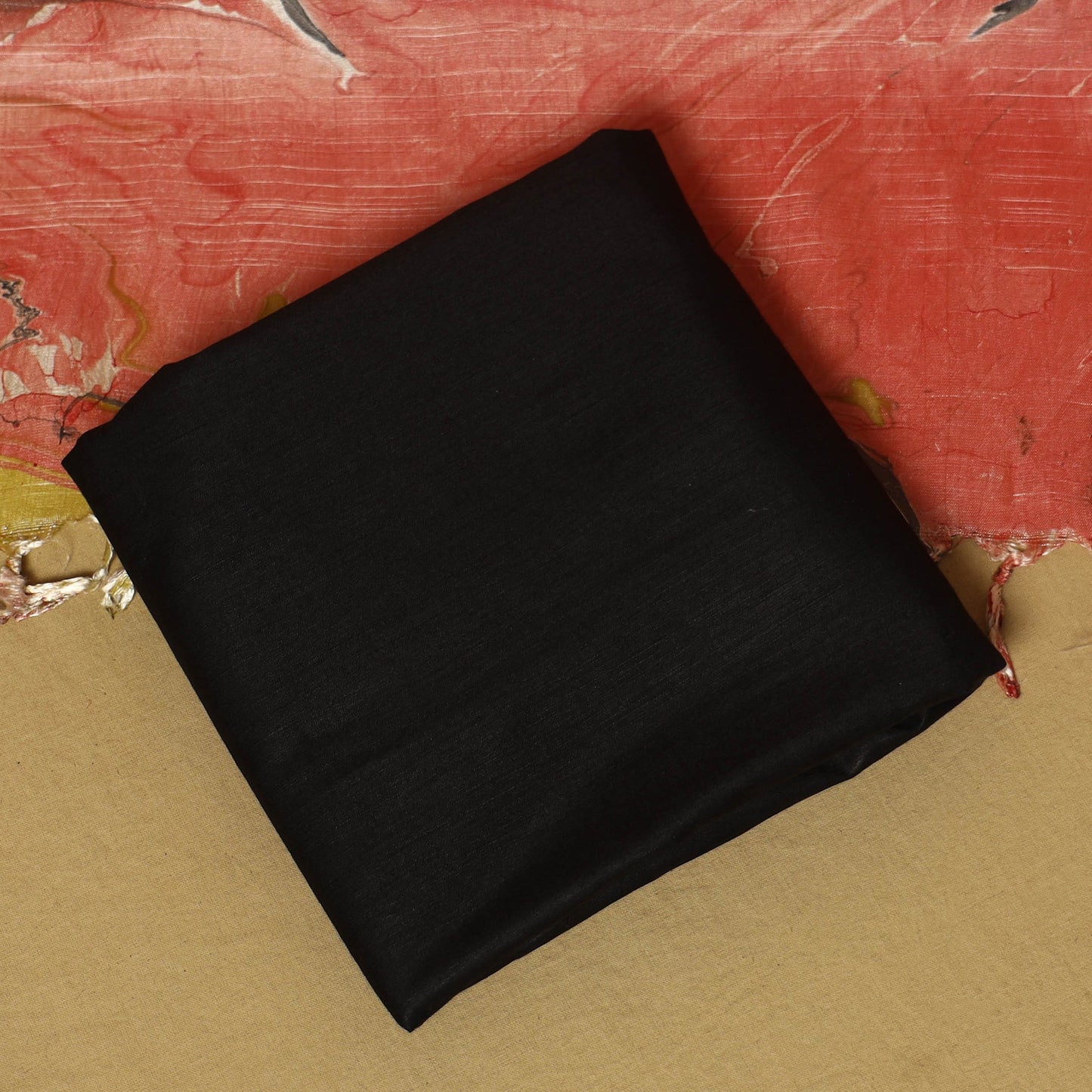 Black - 3pc handloom mulberry unstitched suit material set