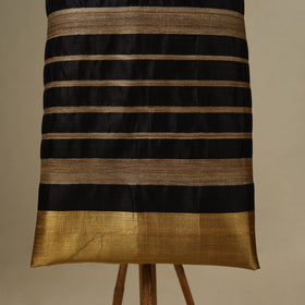 Black - 3pc handloom tussar silk bhagalpuri unstitched