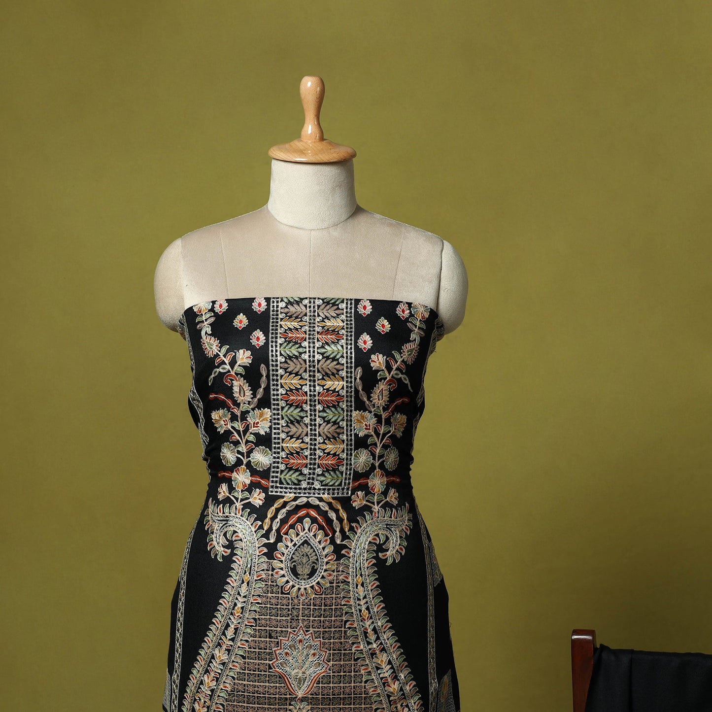 3pc heavy chain stitch embroidered merino wool unstitched