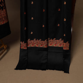 Black - 3pc heavy hand embroidered work merino wool